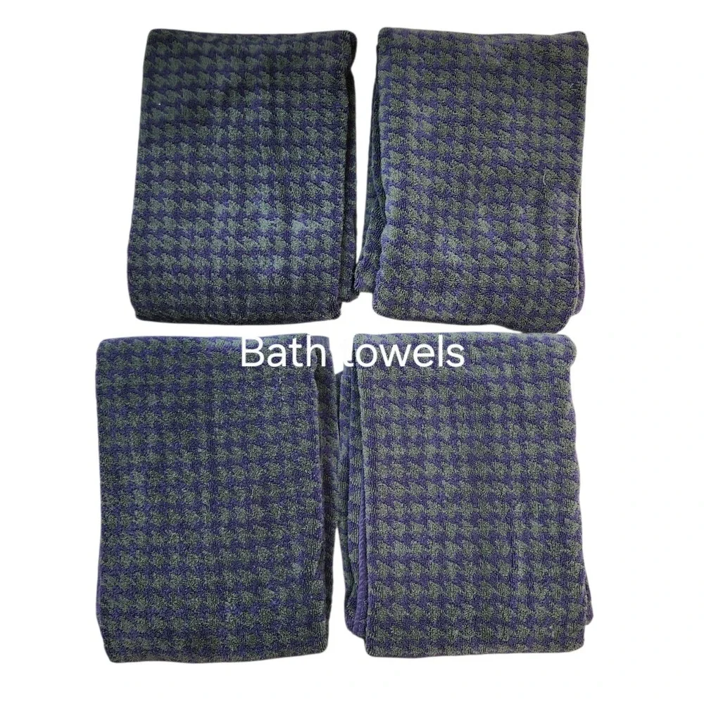 Vintage Ralph Lauren Houndstooth Set 9 Towels USA W/Tags Face Bath Floor Mat ***